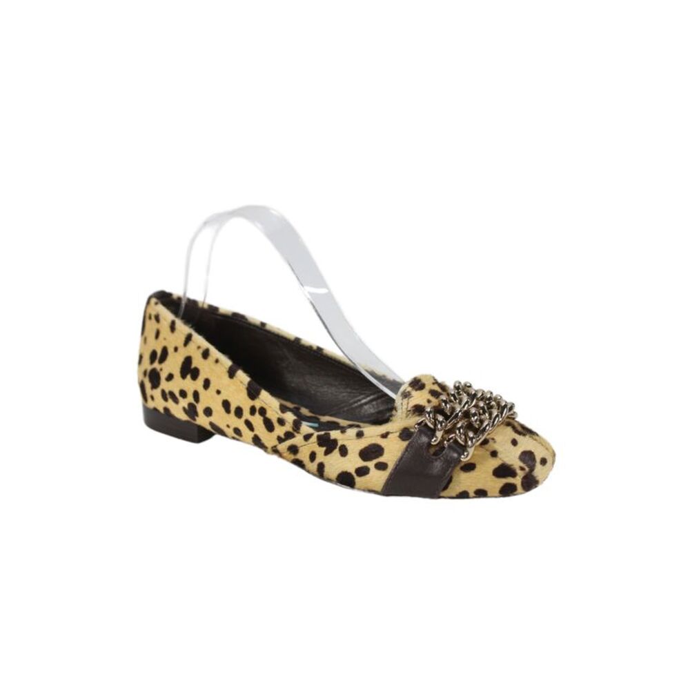 Tory Burch Womens Leather Faux Fur Cheetah Print Dress Shoes Brown Size 7.5